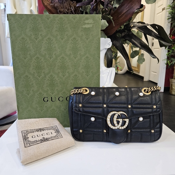 Gucci Black Gold Marmont Pearl Bag - Picture 8 of 8